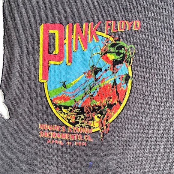 Vintage Pink Floyd Graphic Men's Hoodie Small Embroidered  Black Marine Layer - Picture 4 of 8